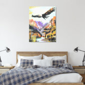 Arend zweeft boven Bergvallei Canvas Afdruk (Insitu (Slaapkamer))