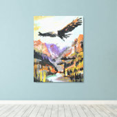 Arend zweeft boven Bergvallei Canvas Afdruk (Insitu (Houten vloer))