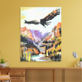 Arend zweeft boven Bergvallei Canvas Afdruk (Insitu (Woonkamer))