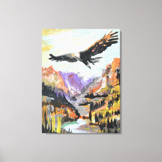 Arend zweeft boven Bergvallei Canvas Afdruk (Voorkant)