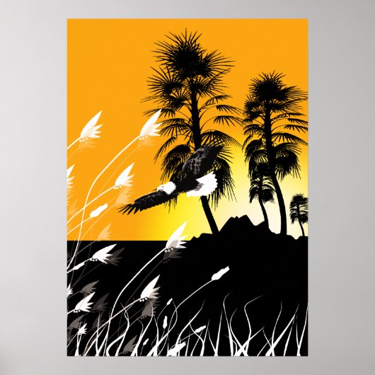 Arends Desert Zomer Silhouetten Poster (Voorkant)