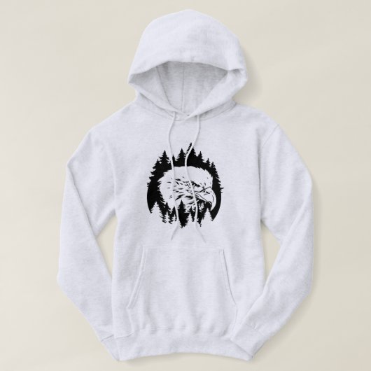 Arendsilhouet met uitzicht op dicht bos hoodie (Design voorkant)