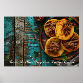 Arepa brood met gebedswoorden gepersonaliseerd poster