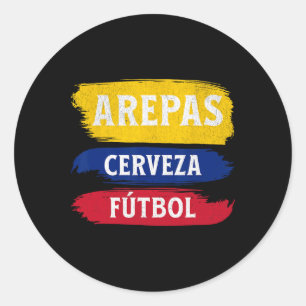 Arepas Bier Voetbal Ecuador Vlag Voetbal Bier Zijn Ronde Sticker