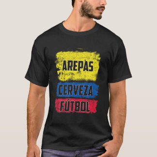Arepas Cerveza Futbol Colombiaanse vlag noodkleur T-shirt