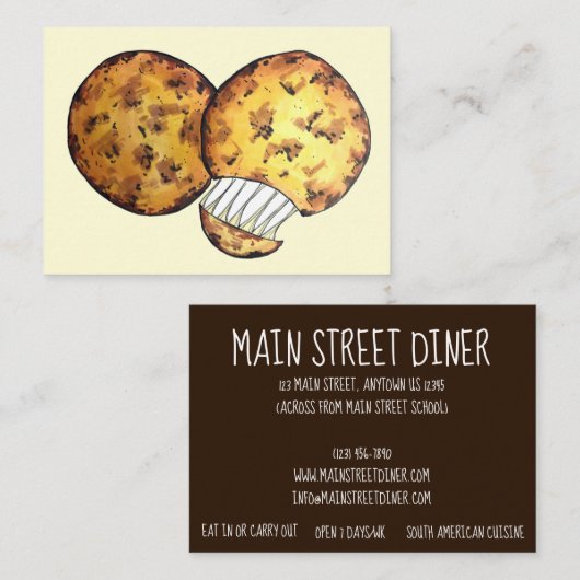 Arepas Zuid-Amerikaans Venezolaans Colombiaans voe Visitekaartje (Voorkant / Achterkant)