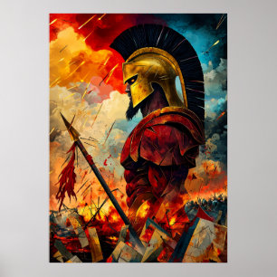 Ares - Cubistische Minimalistische Legende - God v Poster