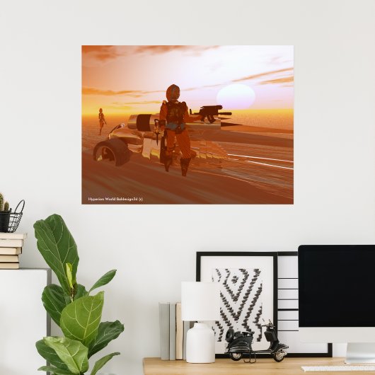 ARES CYBORG, DESERT HYPERION, SCIENCE FICTION Scif Poster (Thuiskantoor)