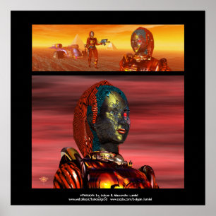 ARES CYBORG, DESERT HYPERION SCIENCE Scifi Poster