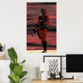 ARES - CYBORG IN DESERT SUNSET Science Fiction Poster (Thuiskantoor)