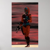 ARES CYBORG IN DESERT SUNSET Science Fiction Scifi Poster (Voorkant)