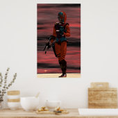 ARES CYBORG IN DESERT SUNSET Science Fiction Scifi Poster (Keuken)