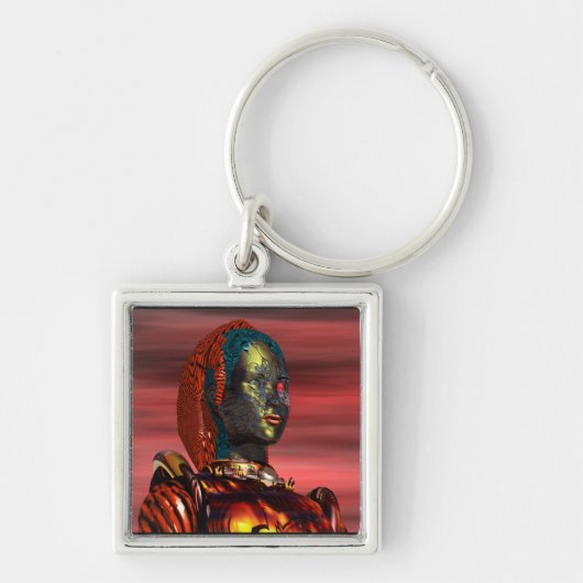 ARES - CYBORG PORTRAIT IN SUNSET / Science Fiction Sleutelhanger (Voorkant)
