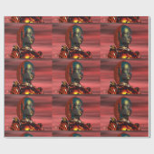 ARES CYBORG PORTRAIT Red Science Fiction Sci-Fi Cadeaupapier (Vlak)