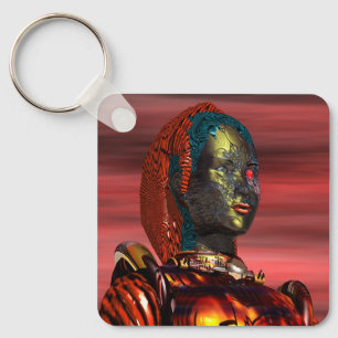 ARES - CYBORG PORTRAIT, RED SUNSET Science Fiction Sleutelhanger