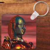 ARES - CYBORG PORTRAIT, RED SUNSET Science Fiction Sleutelhanger (Achterkant)