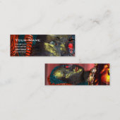 ARES CYBORG PORTRAIT Red Yellow Science Fiction Mini Visitekaartje (Voorkant / Achterkant)