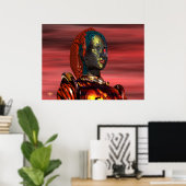 ARES CYBORG PORTRAIT, SUNSET Science Fiction, Scif Poster (Thuiskantoor)