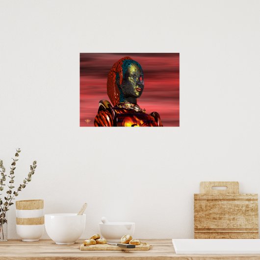 ARES CYBORG PORTRAIT, SUNSET Science Fiction, Scif Poster (Keuken)