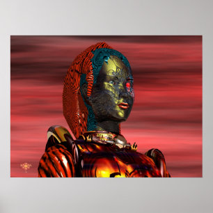 ARES CYBORG PORTRAIT, SUNSET Science Fiction, Scif Poster