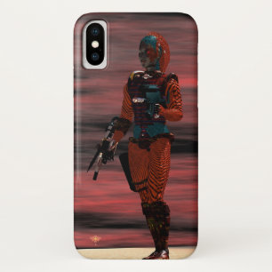 ARES CYBORG, RED SUNSET Science Fiction, Sci-Fi iPhone X Hoesje