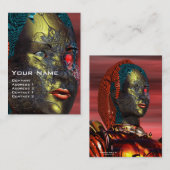 ARES CYBORG Red Yellow Sci-Fi, Robotica, Tech Visitekaartje (Voorkant / Achterkant)