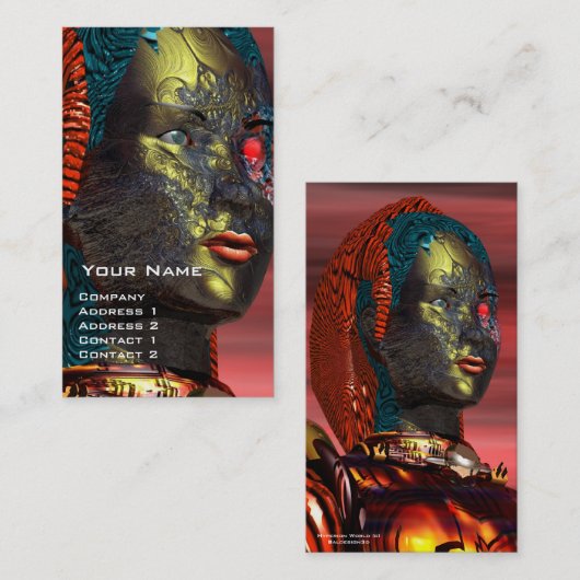 ARES CYBORG Red Yellow Science Fiction Visitekaartje (Voorkant / Achterkant)