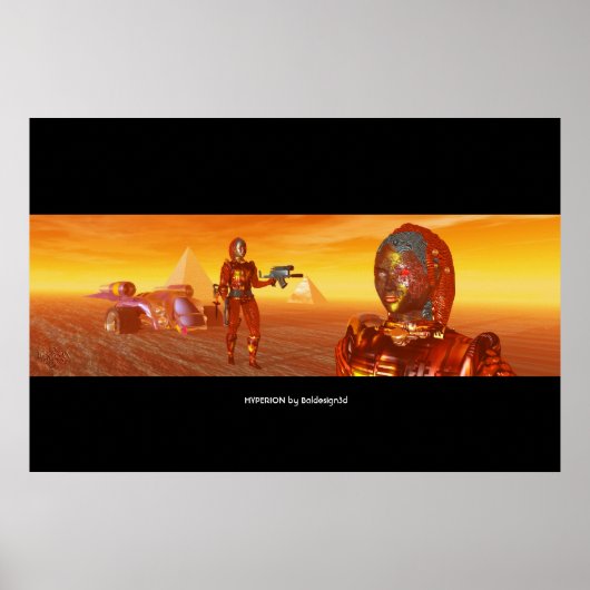 ARES CYBORG,WOESTIJN HYPERION,SCIENCEFICTION Scifi Poster (Voorkant)