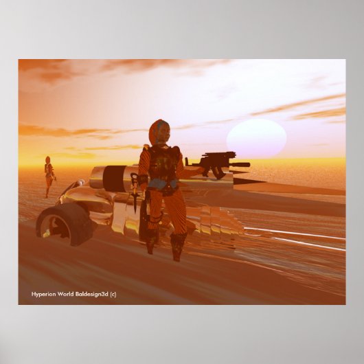 ARES CYBORG,WOESTIJN HYPERION,SCIENCEFICTION Scifi Poster (Voorkant)