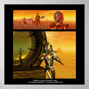 ARES EN TITAN/CYBORGS IN DE DESERT VAN HYPERION POSTER