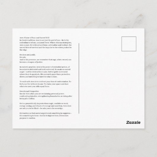 Ares God of War Postcard Briefkaart (Achterkant)
