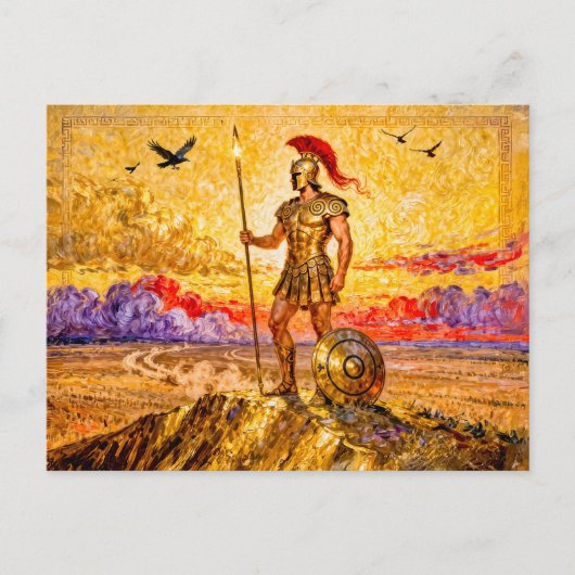 Ares in Armor Standing on Mountain with Spear Briefkaart (Voorkant)