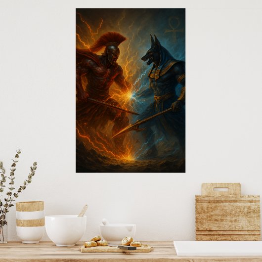 Ares vs Anubis — Ancient Gods Duel Poster (Keuken)