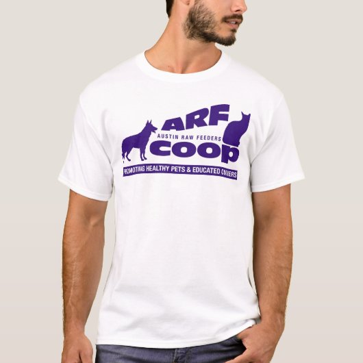 ARF Co-op: paars op wit T-shirt (Voorkant)