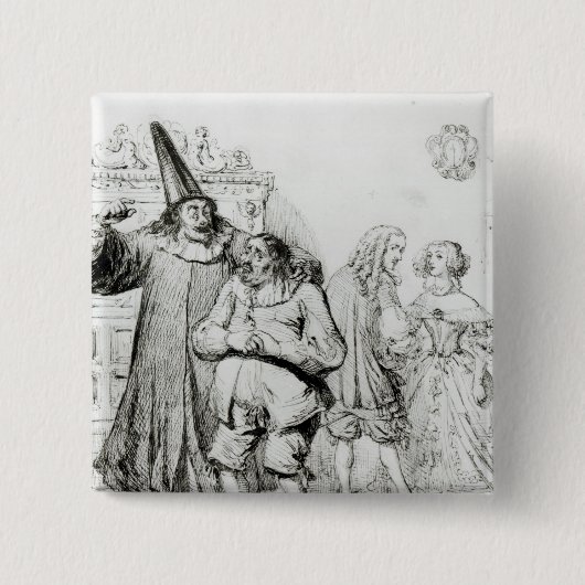 Argan en Monsieur Purgon Vierkante Button 5,1 Cm (Voorkant)