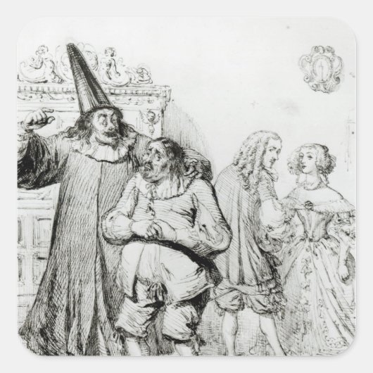 Argan en Monsieur Purgon Vierkante Sticker (Voorkant)