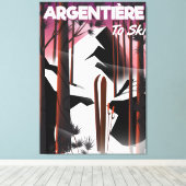 Argentière, Frankrijk ski reisposter Canvas Afdruk (Insitu (Houten vloer))