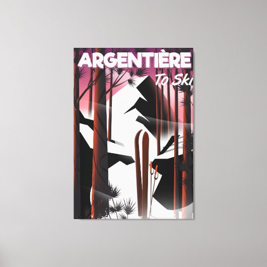 Argentière, Frankrijk ski reisposter Canvas Afdruk (Voorkant)
