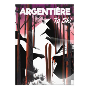 Argentière, Frankrijk ski reisposter Foto Afdruk