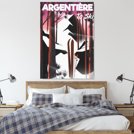 Argentière, Franse skiposter Canvas Afdruk (Insitu (Slaapkamer))
