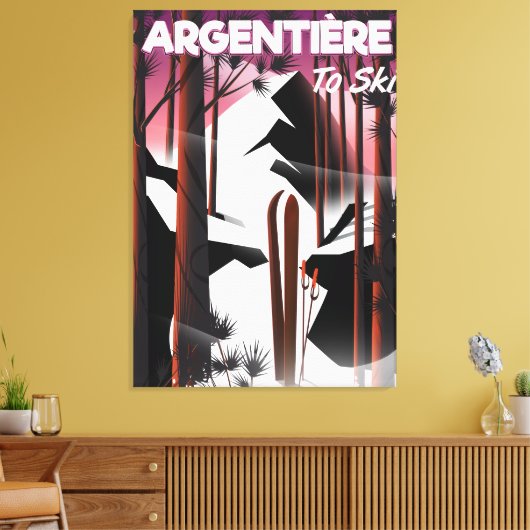 Argentière, Franse skiposter Canvas Afdruk (Insitu (Woonkamer))