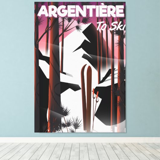 Argentière, Franse skiposter Canvas Afdruk (Insitu (Houten vloer))