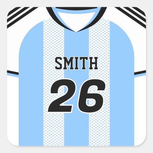 Argentijns voetbalshirt Aangepaste sticker met naa (Voorkant)