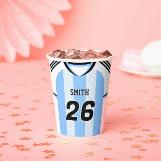 Argentijns voetbalshirt met aangepaste naam en num papieren bekers