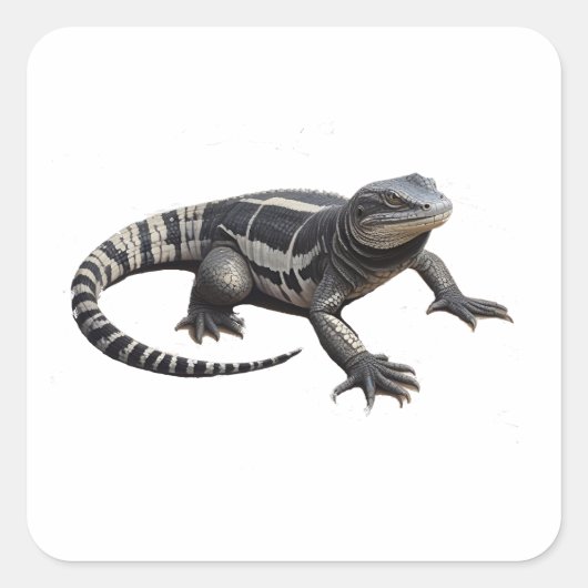 Argentijns zwart-wit tegu vierkante sticker (Voorkant)