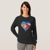 Argentijnse Cubaanse vlag Heart T-shirt (Voorkant volledig)