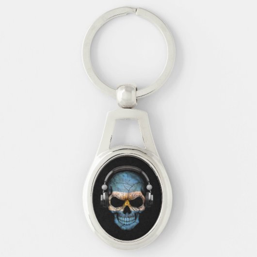 Argentijnse Dj Skull met hoofdtelefoon Sleutelhanger (Voorkant)