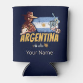 Argentijnse  gaucho met vlaggetje voetbal blikjeskoeler (Voorkant)