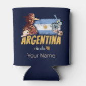 Argentijnse  gaucho met vlaggetje voetbal blikjeskoeler (Achterkant)