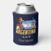 Argentijnse  gaucho met vlaggetje voetbal blikjeskoeler (Blikje Achterkant)